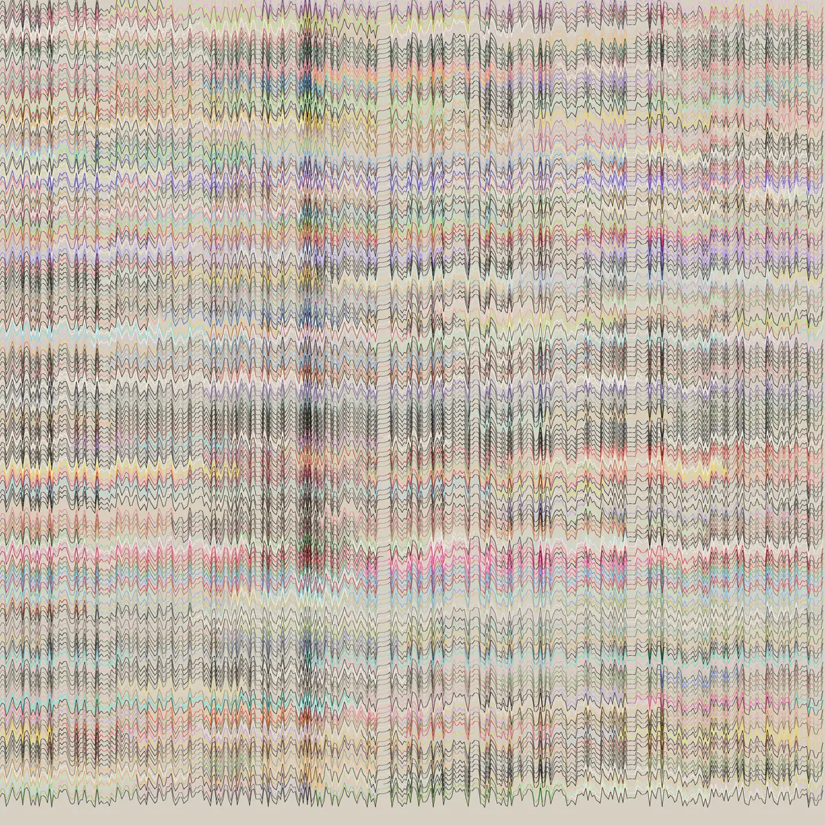 A colorful Pixelmix Seismic artwork made from intersecting lines and geometric forms