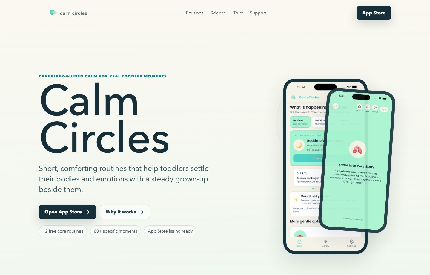 Calm Circles website screenshot