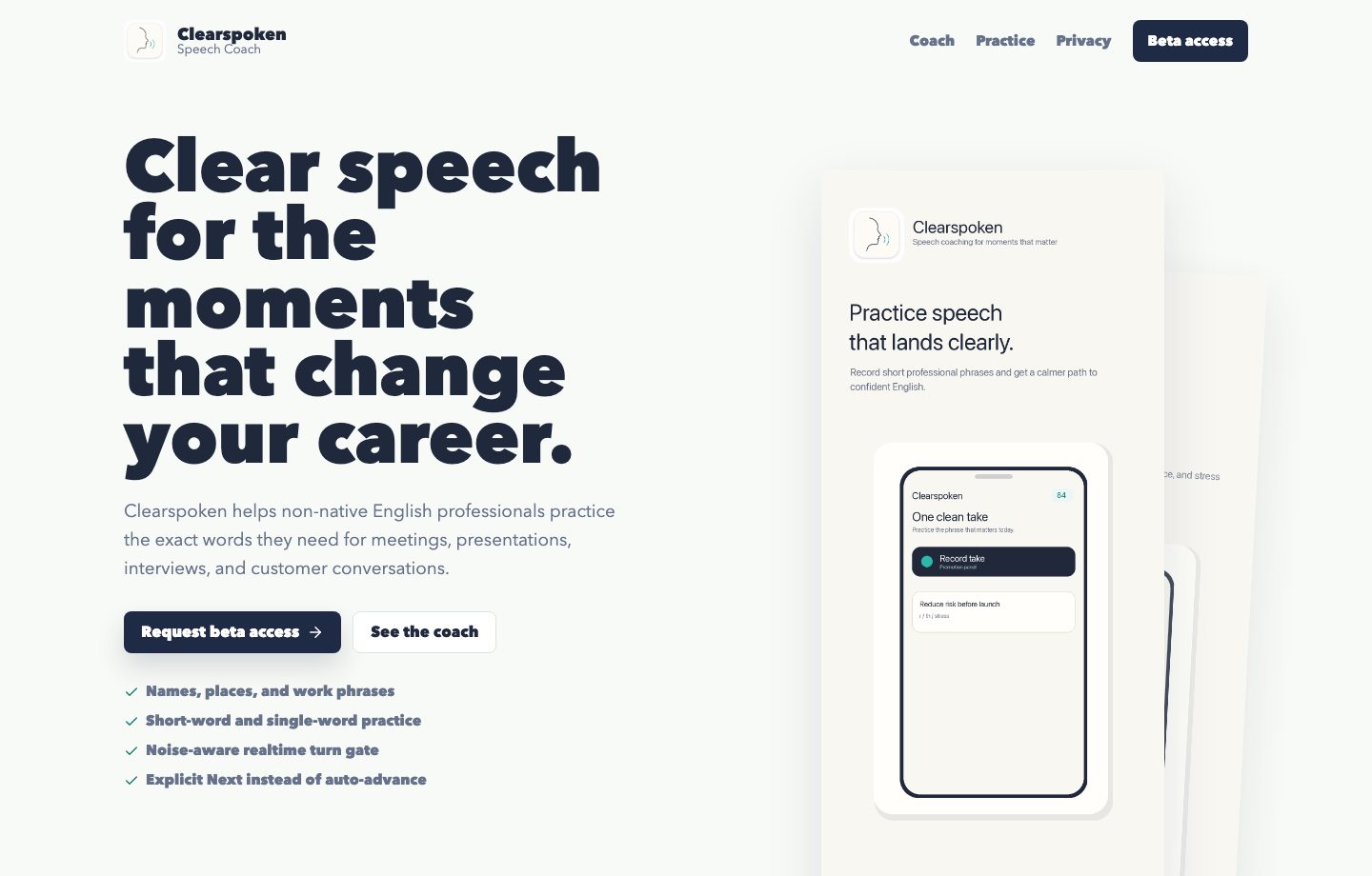 Clearspoken website screenshot