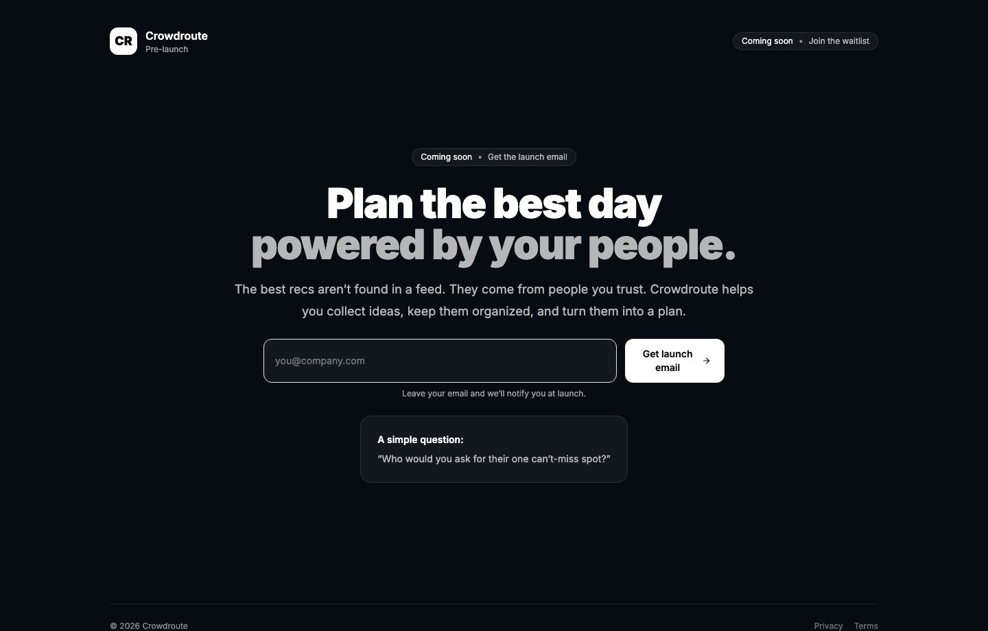 CrowdRoute website screenshot