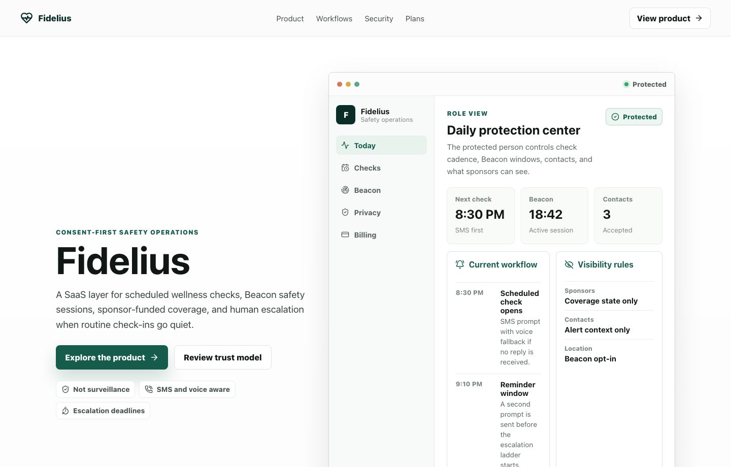 Fidelius website screenshot