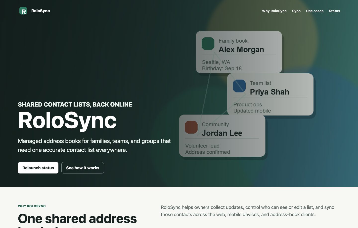 Rolosync website screenshot